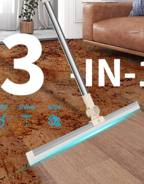 Heavy Duty Magic Broom Silicone Floor Wiper–Premium Floor Squeegee with Stainless Steel Extendable Handle